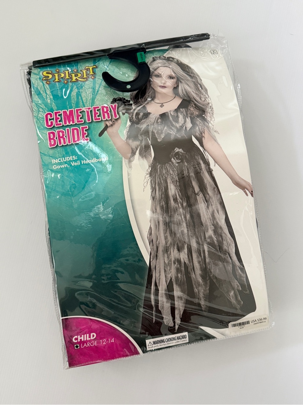 Spirit Halloween Cemetery Bride Kids Costume Size 12-14 - Black/Grey